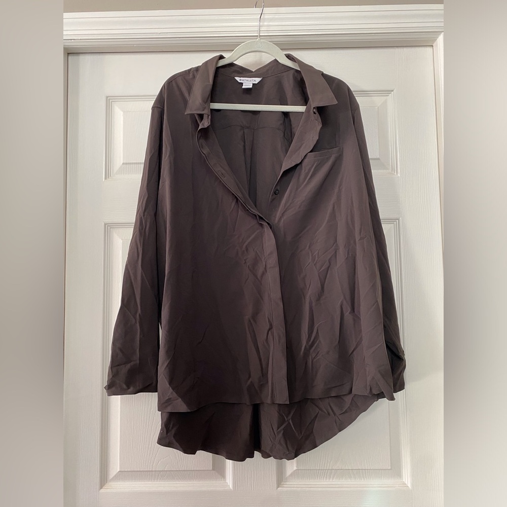 Athleta Dark Brown Button-Down Shirt